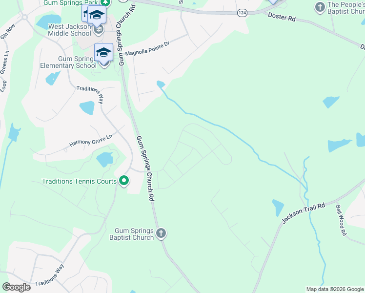 map of restaurants, bars, coffee shops, grocery stores, and more near Conservation Circle in Jackson County