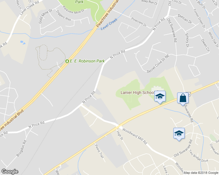 map of restaurants, bars, coffee shops, grocery stores, and more near 711 North Price Road in Sugar Hill