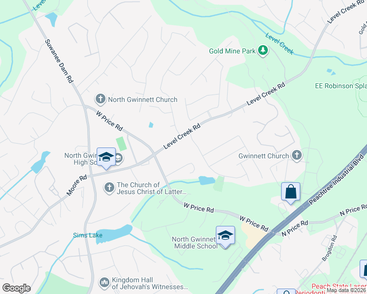 map of restaurants, bars, coffee shops, grocery stores, and more near 4800 Allison Drive in Sugar Hill