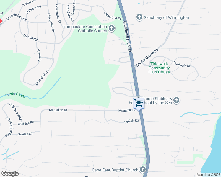 map of restaurants, bars, coffee shops, grocery stores, and more near 806 Southern Charm Drive in Wilmington