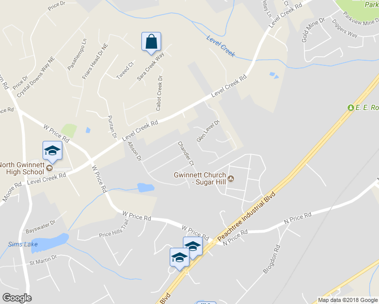 map of restaurants, bars, coffee shops, grocery stores, and more near 380 Chandler Court in Sugar Hill