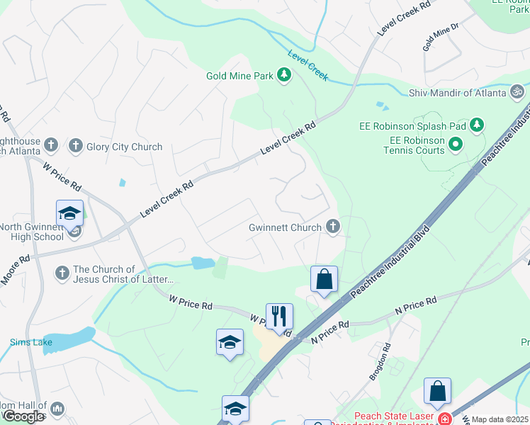 map of restaurants, bars, coffee shops, grocery stores, and more near 380 Chandler Court in Sugar Hill