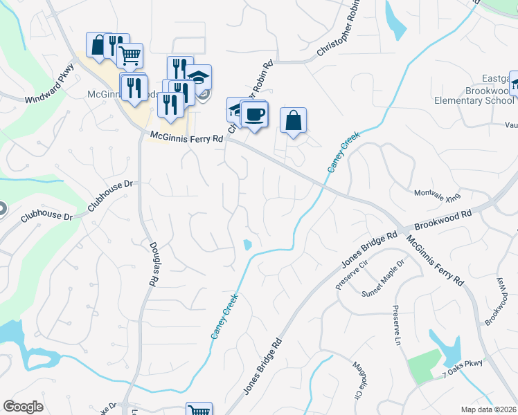map of restaurants, bars, coffee shops, grocery stores, and more near 5510 Vicarage Walk in Alpharetta