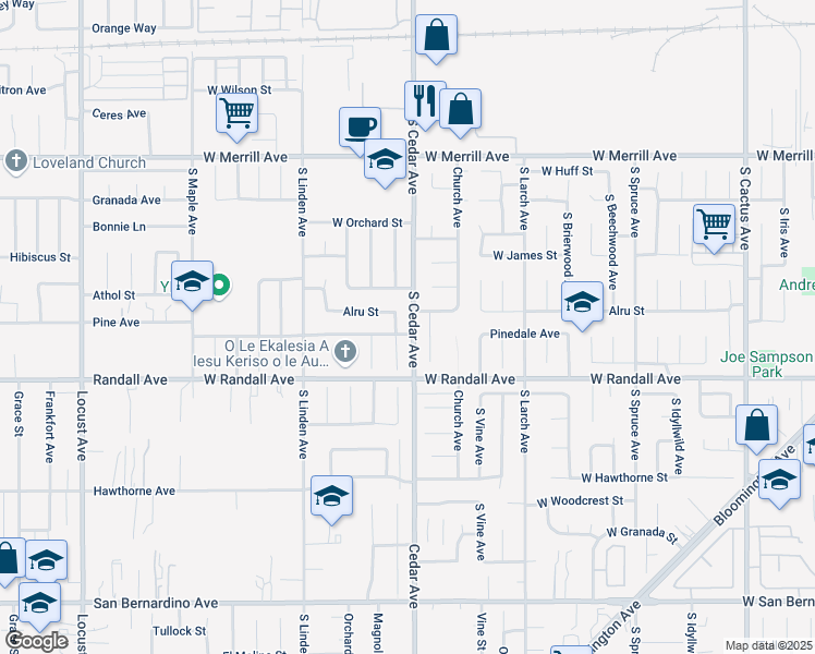 map of restaurants, bars, coffee shops, grocery stores, and more near 840 South Wisteria Avenue in Bloomington