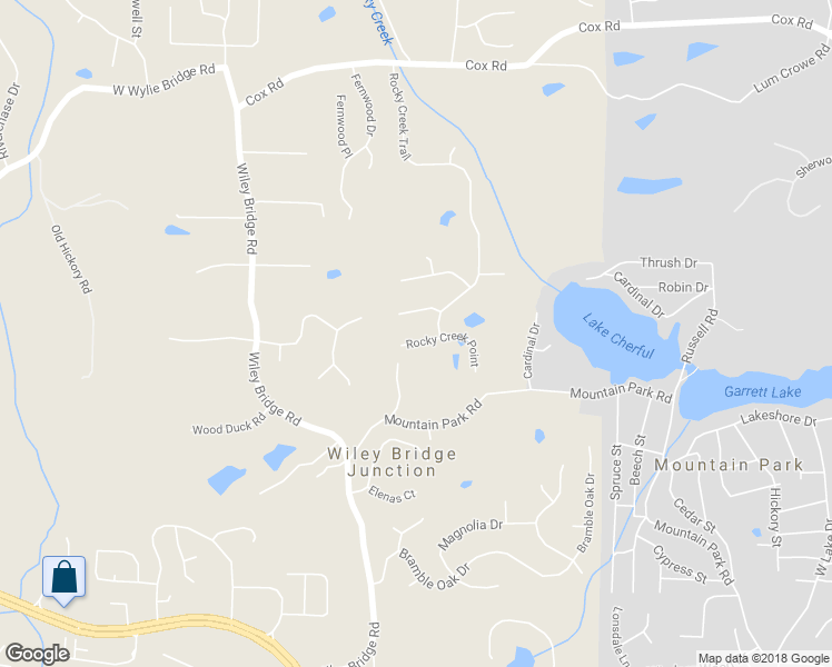 map of restaurants, bars, coffee shops, grocery stores, and more near 622 Rocky Creek Point in Woodstock