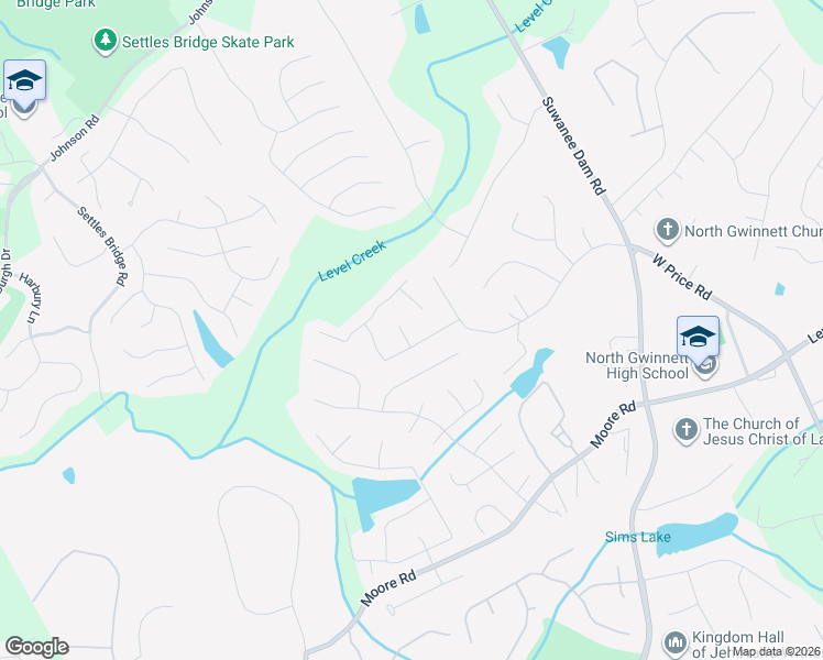 map of restaurants, bars, coffee shops, grocery stores, and more near 5082 Raventhorpe Court Northwest in Suwanee