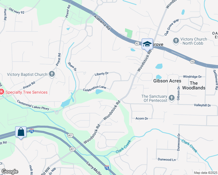 map of restaurants, bars, coffee shops, grocery stores, and more near 626 Discovery Court in Acworth