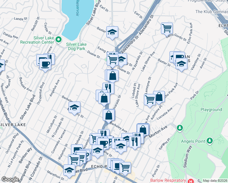 map of restaurants, bars, coffee shops, grocery stores, and more near 2123 Branden Street in Los Angeles