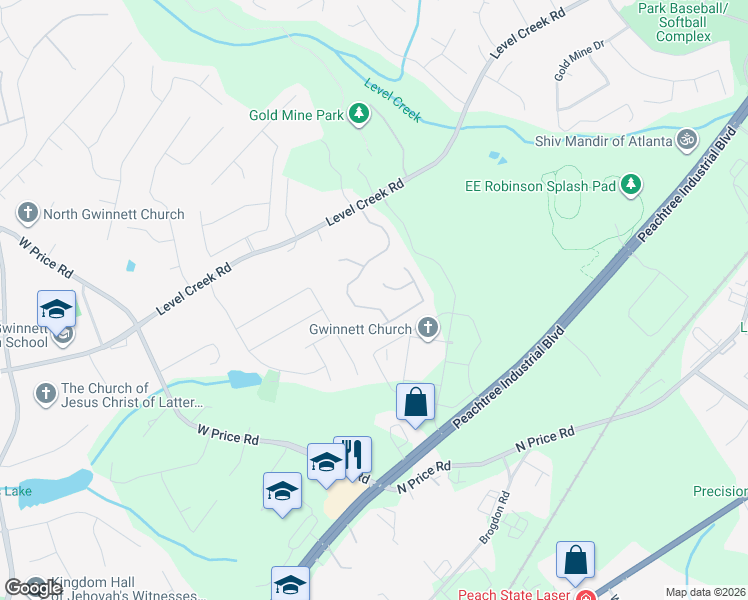 map of restaurants, bars, coffee shops, grocery stores, and more near 4651 Glen Level Drive in Sugar Hill