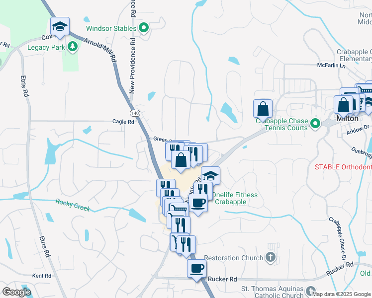 map of restaurants, bars, coffee shops, grocery stores, and more near 1200 Abbey Court in Alpharetta