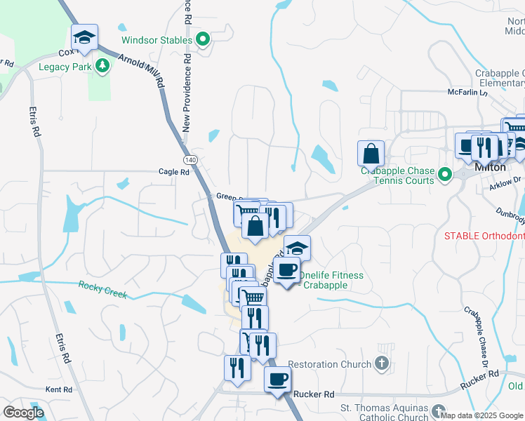 map of restaurants, bars, coffee shops, grocery stores, and more near 1200 Abbey Court in Alpharetta