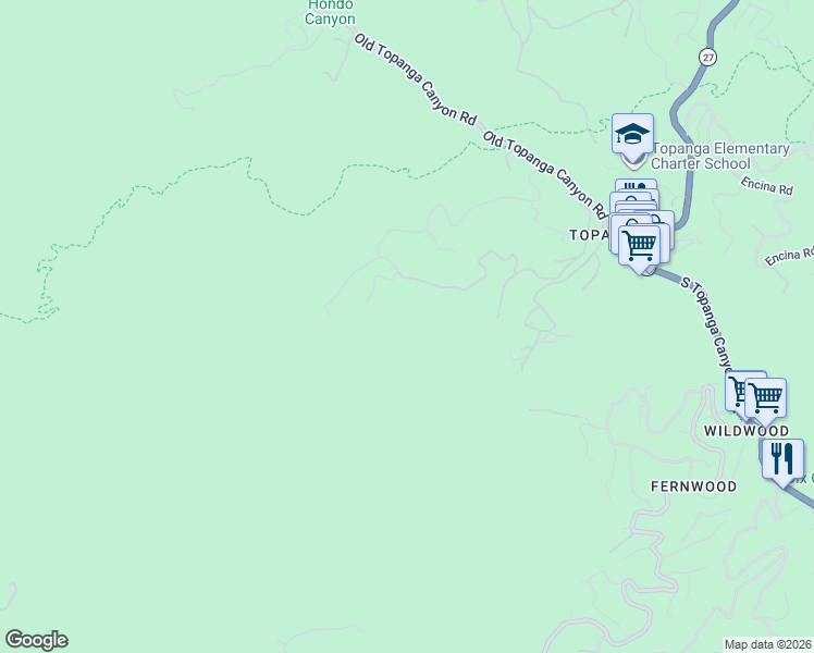 map of restaurants, bars, coffee shops, grocery stores, and more near 22575 Monte Vista Drive in Los Angeles County