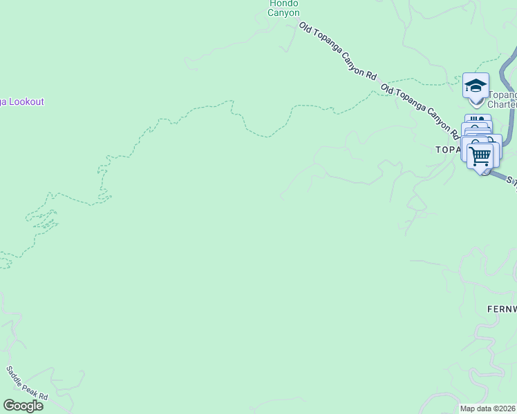 map of restaurants, bars, coffee shops, grocery stores, and more near 100 Powderhorn Ranch Road in Topanga