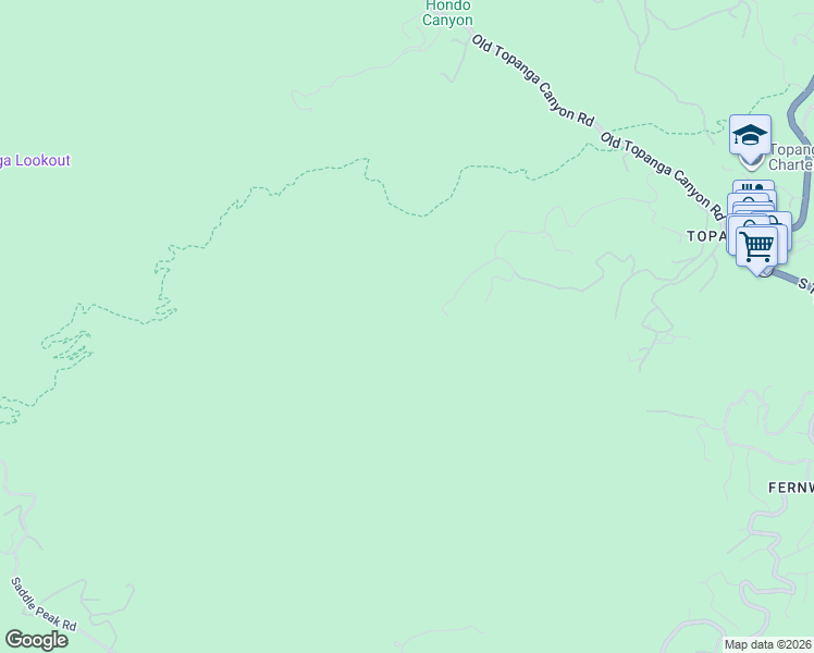 map of restaurants, bars, coffee shops, grocery stores, and more near 100 Powderhorn Ranch Road in Topanga