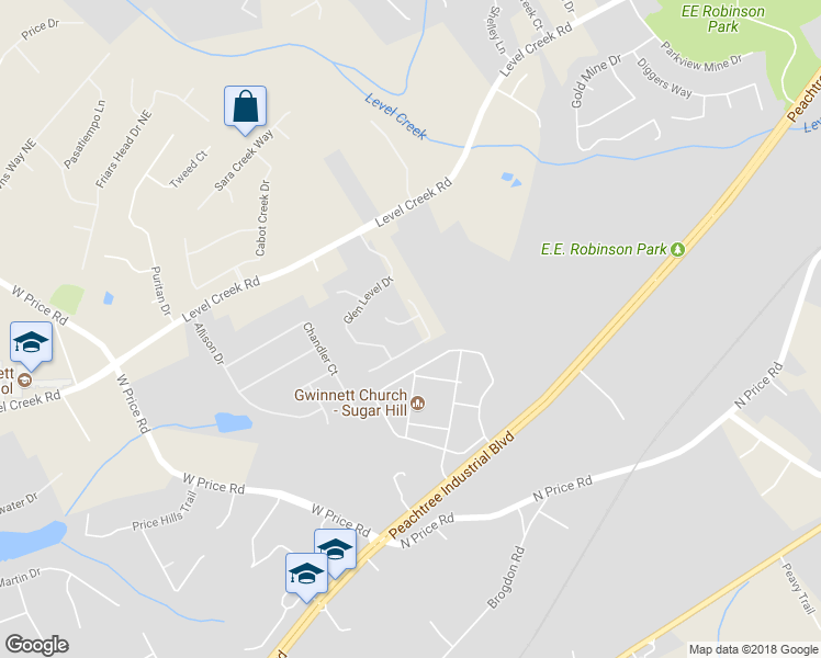 map of restaurants, bars, coffee shops, grocery stores, and more near 4761 Creek Hill Lane in Sugar Hill