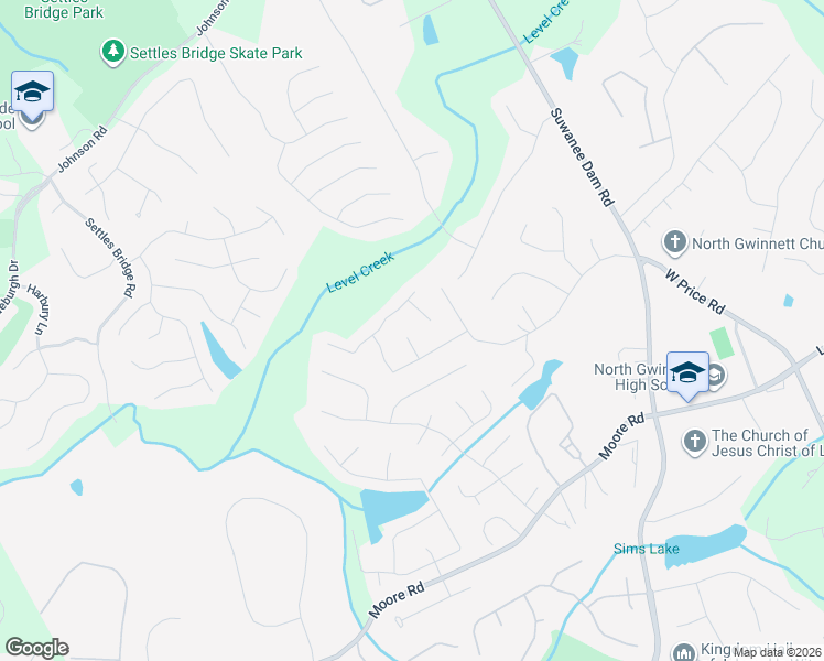 map of restaurants, bars, coffee shops, grocery stores, and more near 5066 Fabershan Hill Drive Northwest in Suwanee