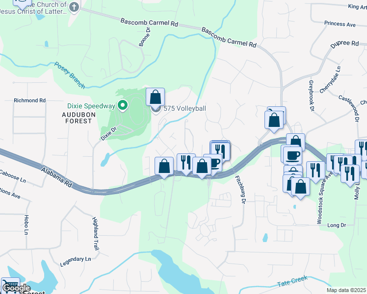 map of restaurants, bars, coffee shops, grocery stores, and more near 149 Townview Drive in Woodstock