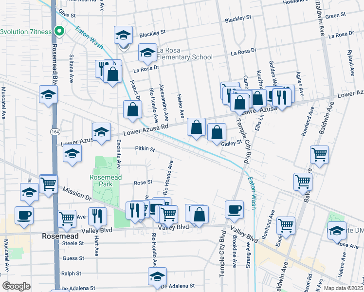 map of restaurants, bars, coffee shops, grocery stores, and more near 50 Linden Lane in Temple City