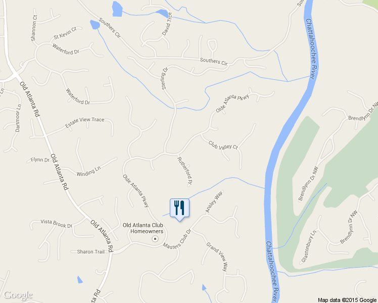 map of restaurants, bars, coffee shops, grocery stores, and more near 6330 Olde Atlanta Parkway in Suwanee