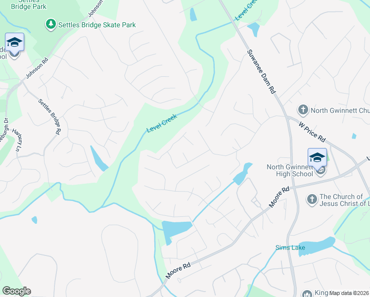 map of restaurants, bars, coffee shops, grocery stores, and more near 5066 Fabershan Hill Drive Northwest in Suwanee