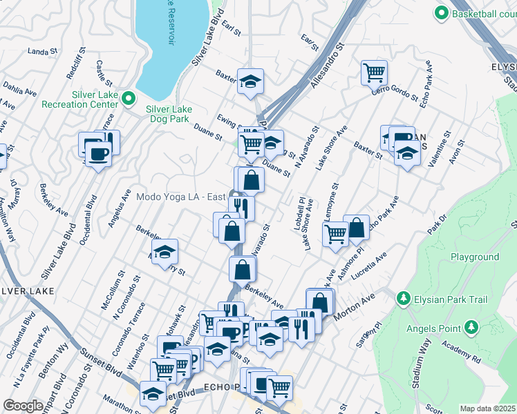 map of restaurants, bars, coffee shops, grocery stores, and more near 2126 Branden Street in Los Angeles