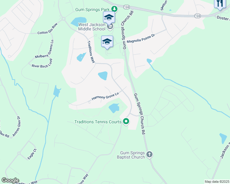 map of restaurants, bars, coffee shops, grocery stores, and more near 50 Traditions Way in Jefferson