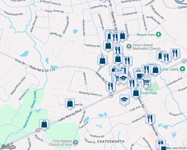 map of restaurants, bars, coffee shops, grocery stores, and more near 8 Crescent Lane in Columbia