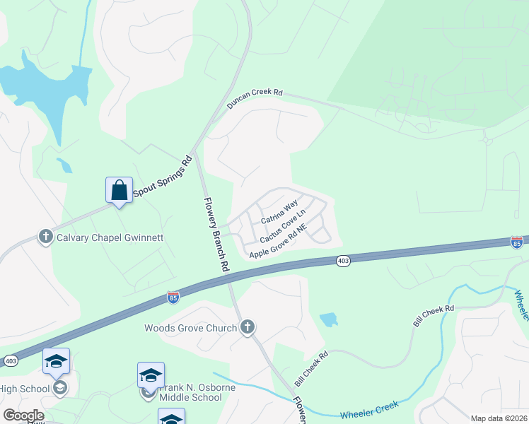 map of restaurants, bars, coffee shops, grocery stores, and more near 5189 Cedar Shoals Drive in Buford