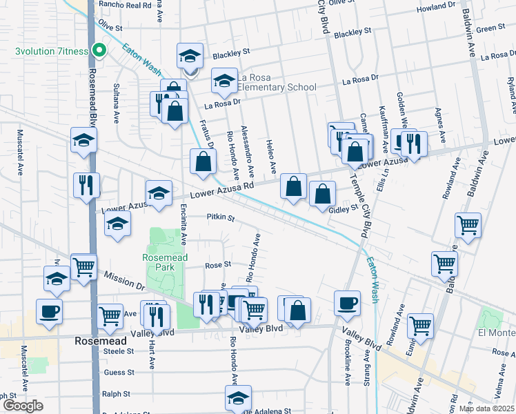 map of restaurants, bars, coffee shops, grocery stores, and more near 26 Linden Lane in Temple City