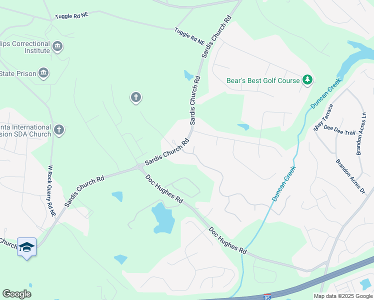 map of restaurants, bars, coffee shops, grocery stores, and more near 2605 Hamilton Parc Lane Northeast in Buford