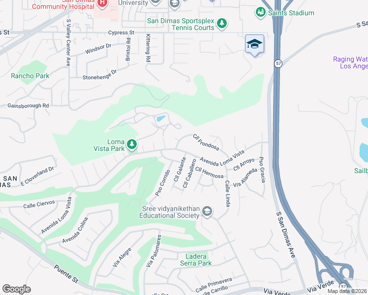 map of restaurants, bars, coffee shops, grocery stores, and more near 1009 Avenida Loma Vista in San Dimas