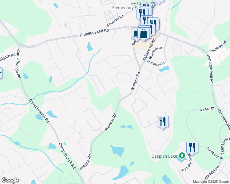 map of restaurants, bars, coffee shops, grocery stores, and more near 4162 Adler Circle in Buford