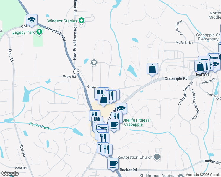 map of restaurants, bars, coffee shops, grocery stores, and more near 230 Brookeivey Ln in Alpharetta