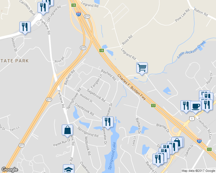 map of restaurants, bars, coffee shops, grocery stores, and more near 8220 Springflower Road in Columbia