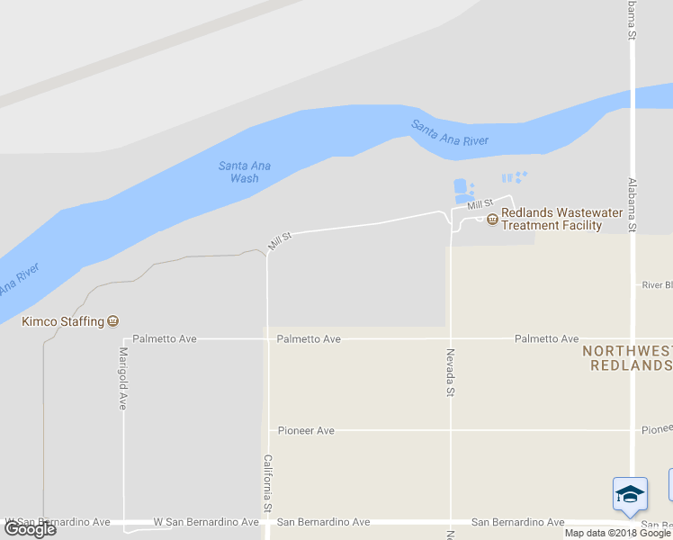 map of restaurants, bars, coffee shops, grocery stores, and more near 27050 Palmetto Avenue in Redlands