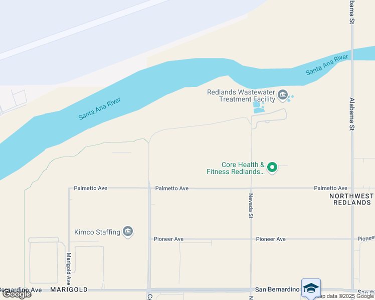 map of restaurants, bars, coffee shops, grocery stores, and more near 27050 Palmetto Avenue in Redlands
