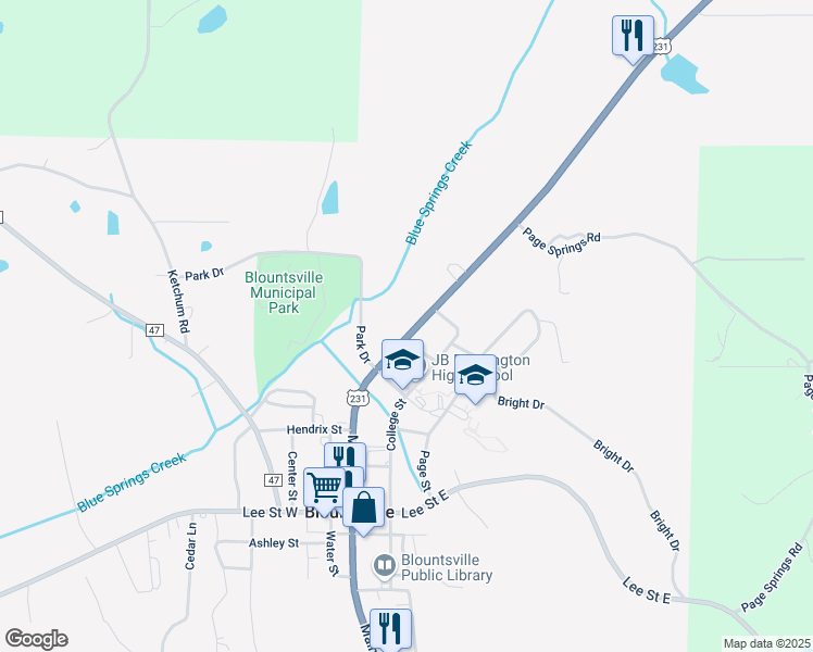 map of restaurants, bars, coffee shops, grocery stores, and more near 69504 Main Street in Blountsville