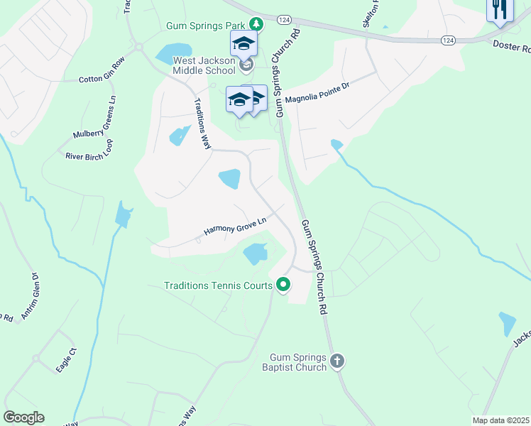map of restaurants, bars, coffee shops, grocery stores, and more near 50 Traditions Way in Jefferson