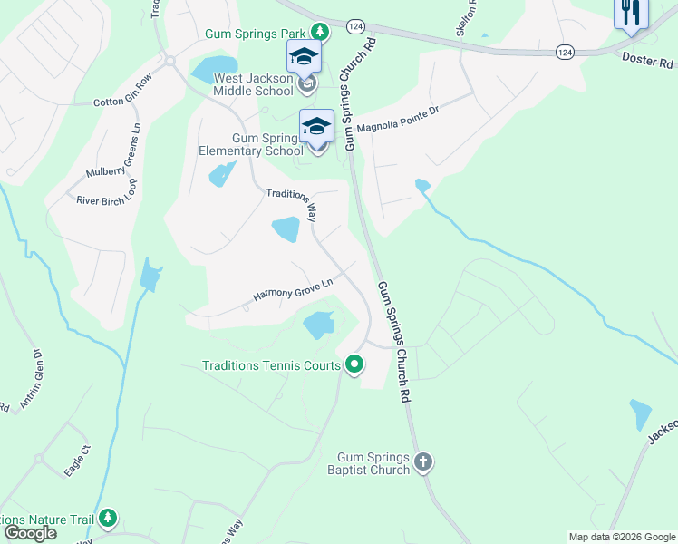 map of restaurants, bars, coffee shops, grocery stores, and more near 1214 Alderberry Court in Jefferson