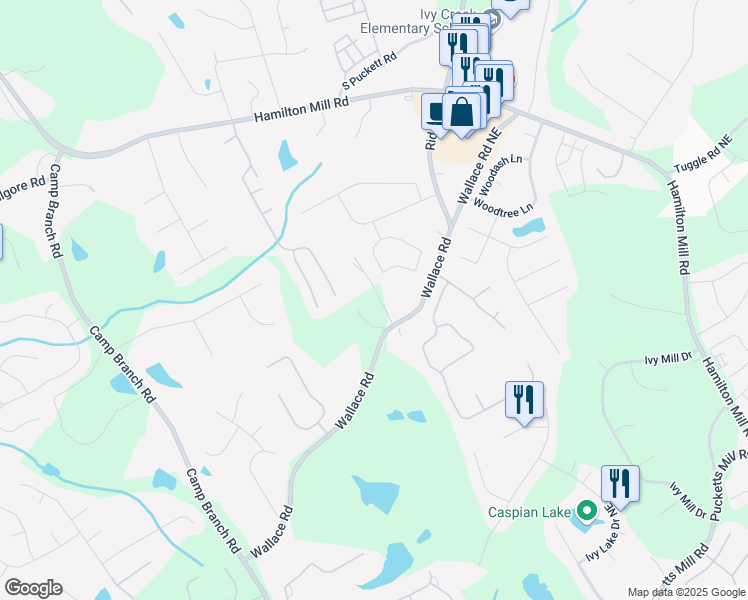 map of restaurants, bars, coffee shops, grocery stores, and more near 3001 Greyton Drive in Buford