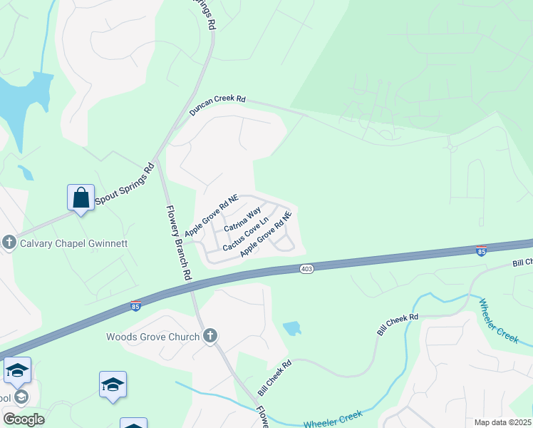 map of restaurants, bars, coffee shops, grocery stores, and more near 5328 Cactus Cove Lane in Buford