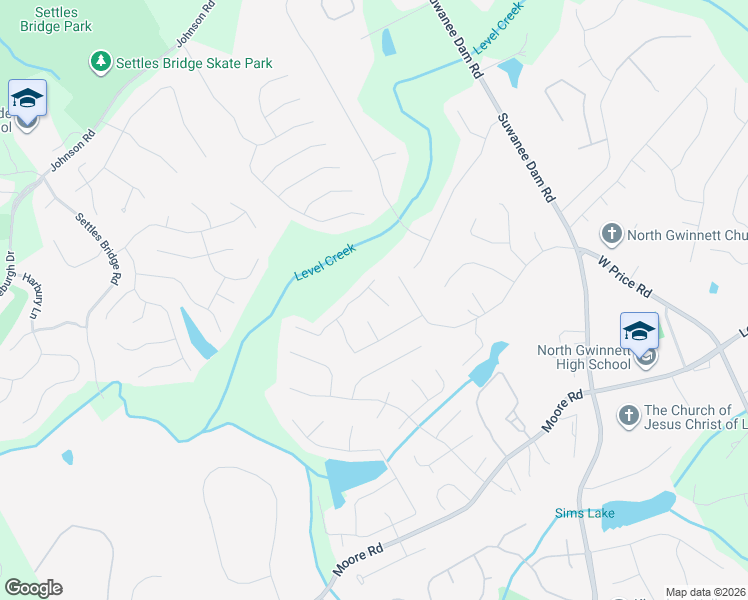 map of restaurants, bars, coffee shops, grocery stores, and more near 5082 Raventhorpe Court Northwest in Suwanee