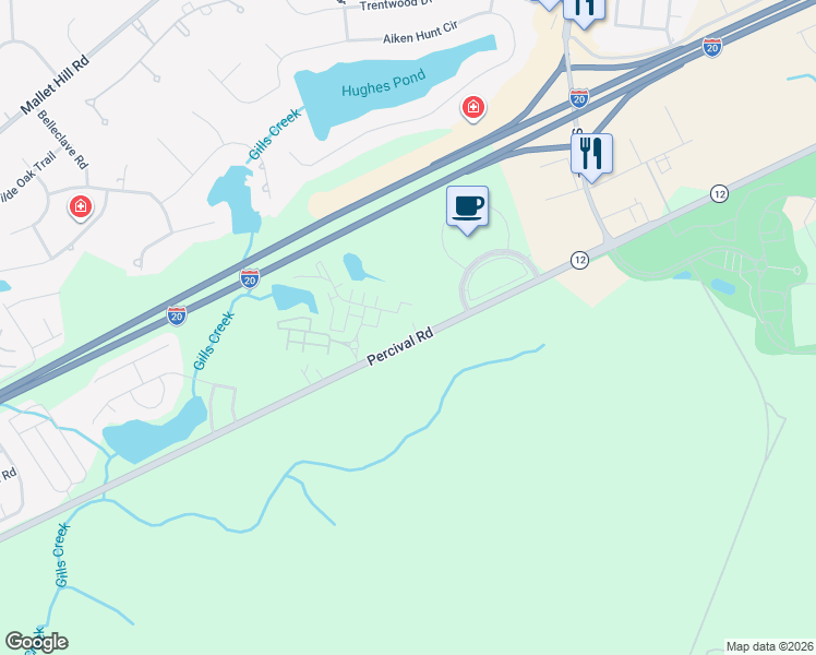 map of restaurants, bars, coffee shops, grocery stores, and more near 4037 Percival Road in Columbia