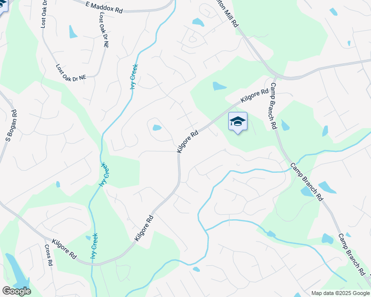 map of restaurants, bars, coffee shops, grocery stores, and more near 2577 Kilgore Road in Buford