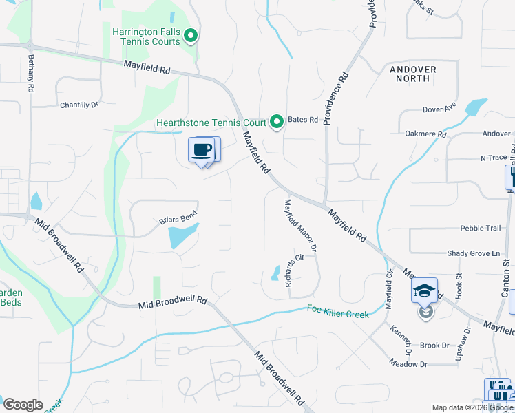 map of restaurants, bars, coffee shops, grocery stores, and more near 210 Dania Drive in Alpharetta