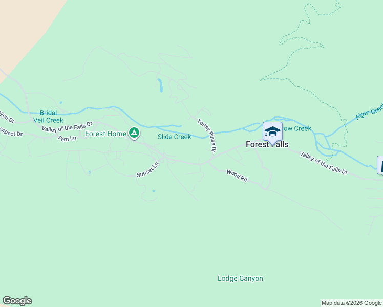 map of restaurants, bars, coffee shops, grocery stores, and more near 40220 May Road in Forest Falls