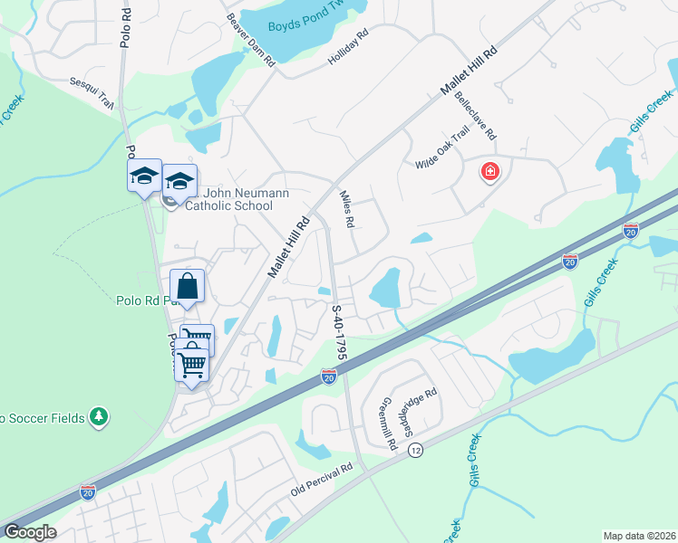 map of restaurants, bars, coffee shops, grocery stores, and more near 304 White Birch Circle in Columbia