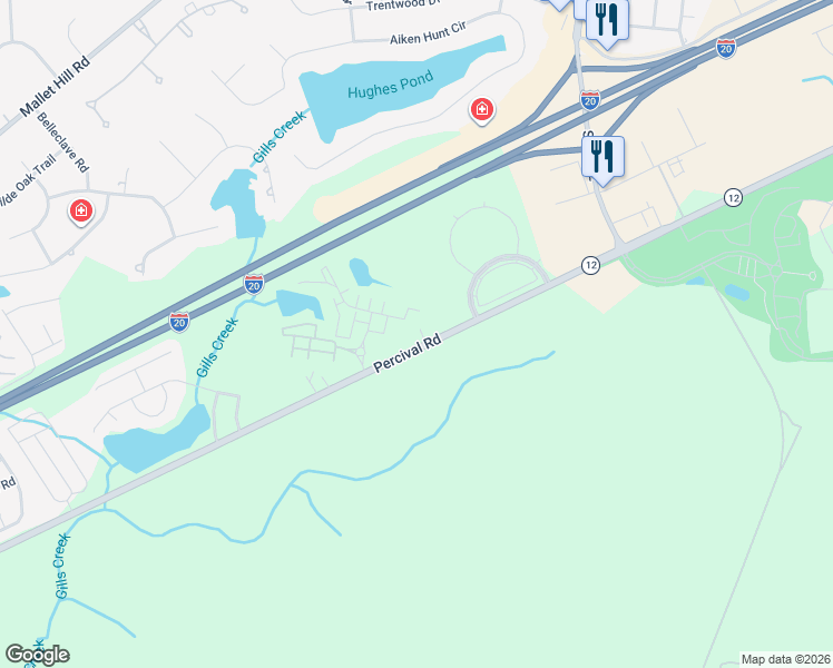 map of restaurants, bars, coffee shops, grocery stores, and more near 4037 Percival Road in Columbia