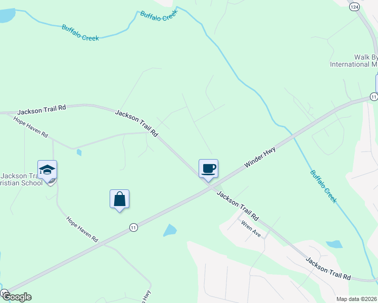map of restaurants, bars, coffee shops, grocery stores, and more near 1570 Jackson Trail Road in Jefferson
