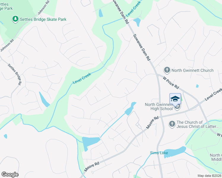 map of restaurants, bars, coffee shops, grocery stores, and more near 5197 Wellisford Court Northwest in Suwanee